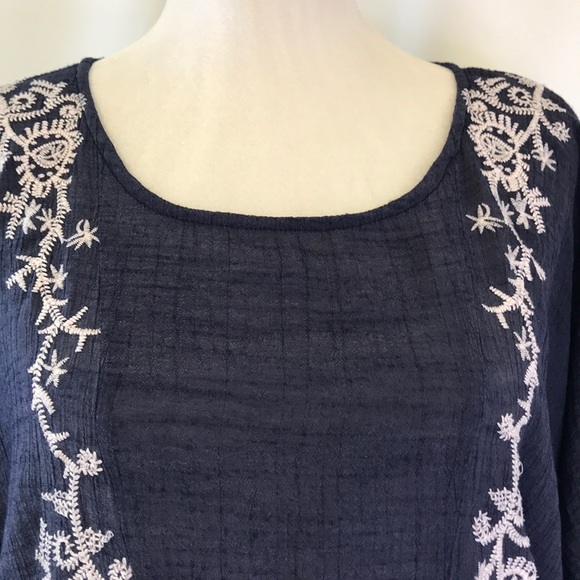 Timing Tops Timing Boho Style Front Embroidered Blouse Large Poshmark
